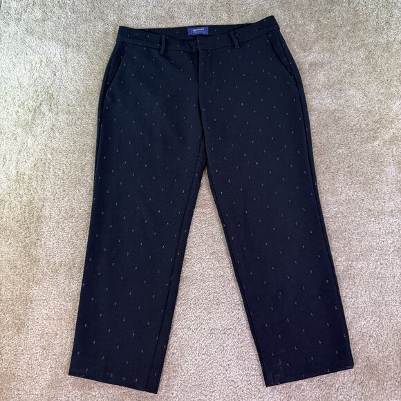 Old Navy Harper Black Anchor Mid Rise Straight Leg Capri Pants Size 8 32x25 E596 - Picture 1 of 14